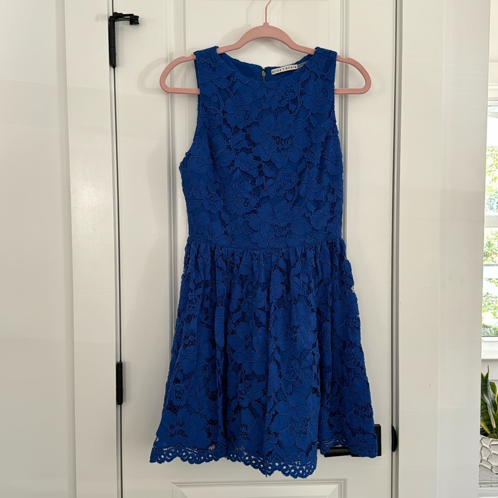 Alice + Olivia Royal Blue Lace Dress